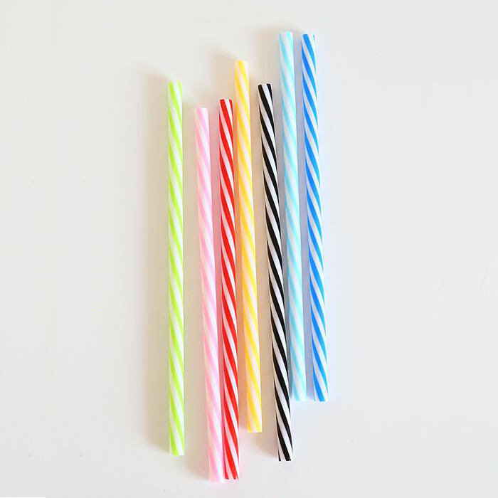 Thickened and Hardened Plastic Straw, Heat Resistant, Reusable, Colorful Striped Mason Jar Juice Straw