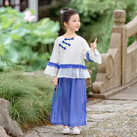 秋季新款新中式改良款小香风套表演唐装古风汉服女童春秋款