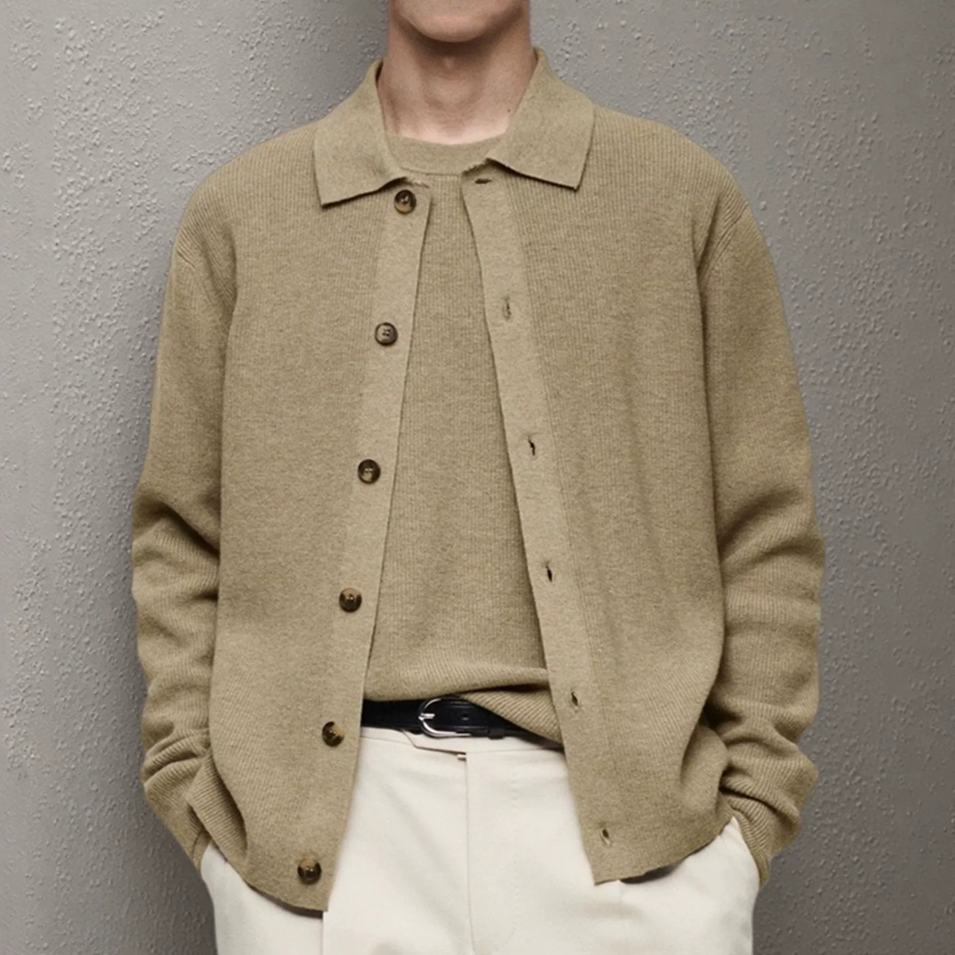 Amazon трансграничная мужская одежда, европейский и американский молодежный повседневный трикотаж, однотонный кардиган, трикотажная куртка SY0021