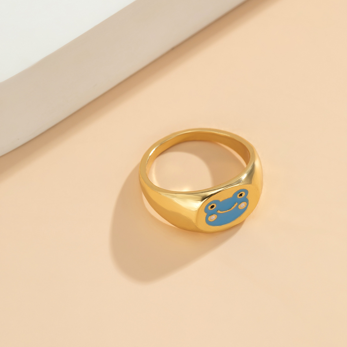 Anneau de grenouille brillant minimaliste personnalisé avec ouverture d'animal dégoulinant d'huile avec anneau de grenouille brillant à la mode et réglable pour accessoires_voghion.com