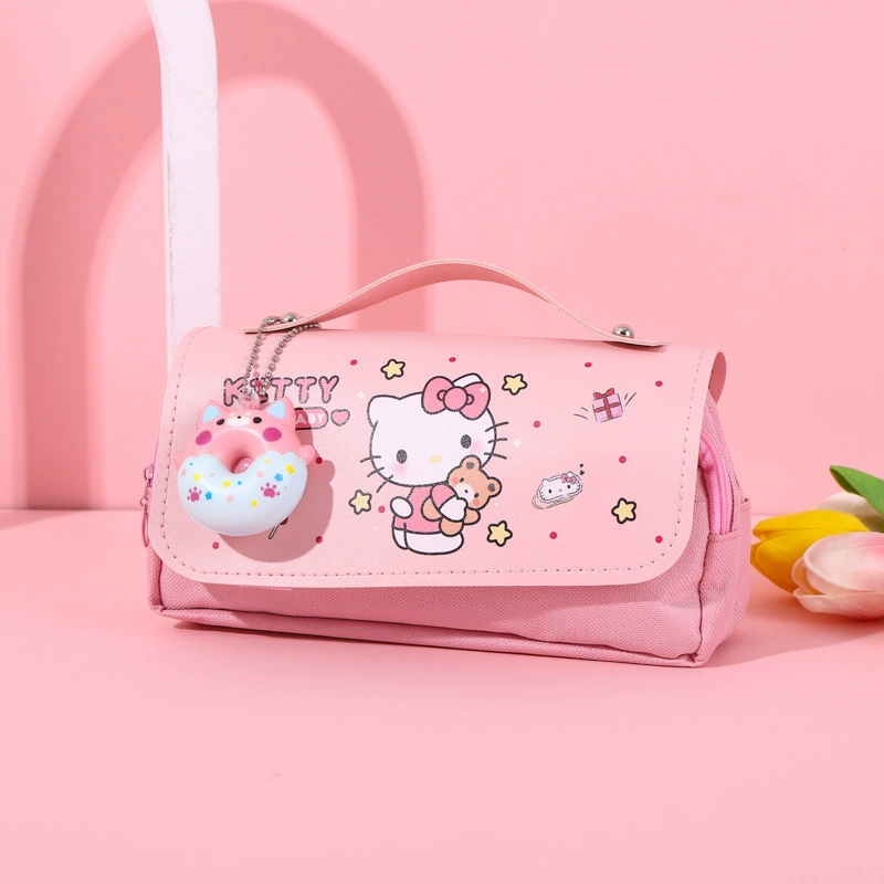 Sanrio, высококачественный вместительный двойной карманный пенал для школьников, антистресс
