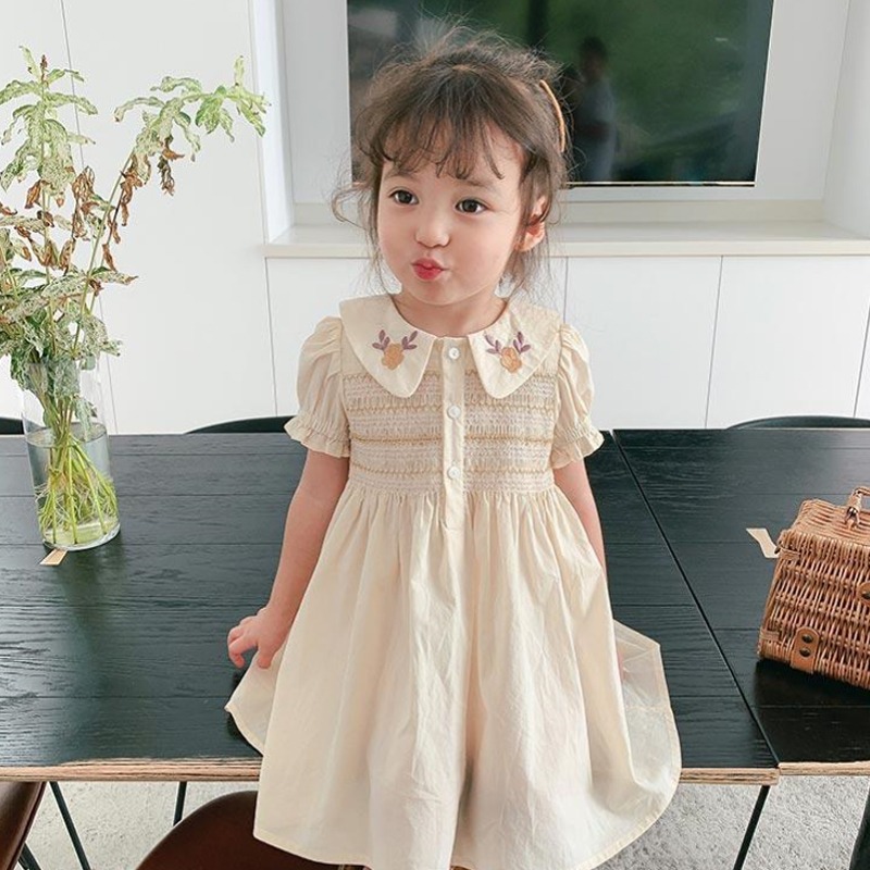 Girls' Solid Color Dress - Side View
