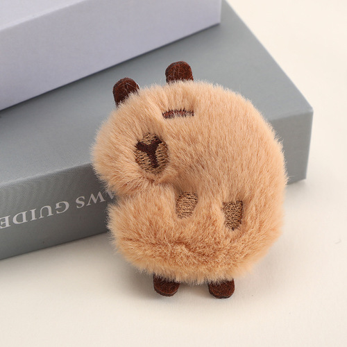 New Cute Capybara Pin Accessory Cartoon Plush Bear Hair Clip Keychain Student Gift Pin