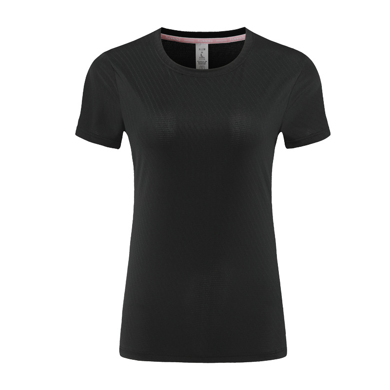 Comercio exterior europeo y americano personalizado camisa de hielo mujer de verano adelgazamiento camiseta de manga corta yoga fitness correr ropa seca rápida