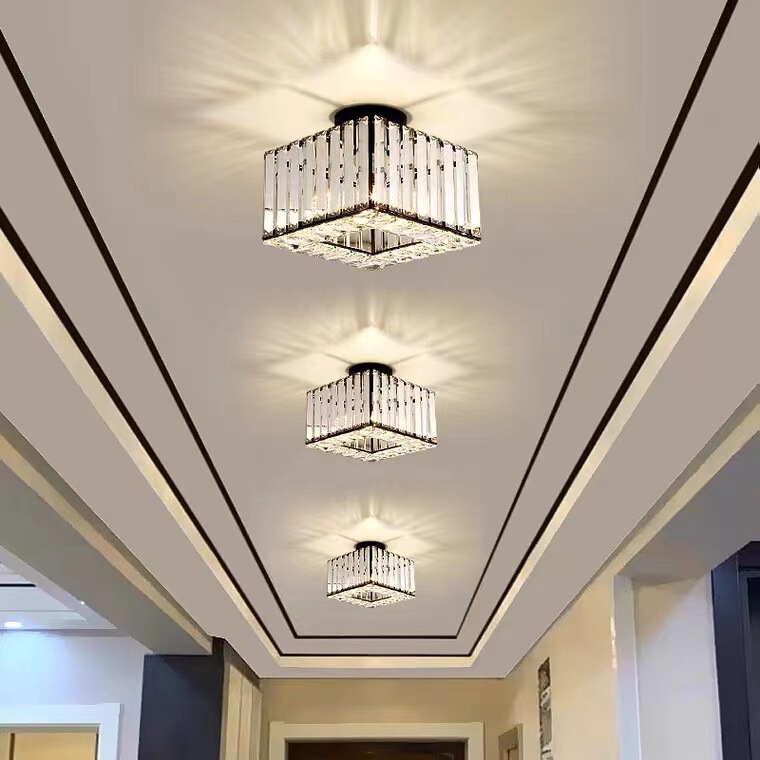 LED crystal aisle lamp corridor entrance entrance lamp simple modern balcony corridor cloakroom ceiling lamp square