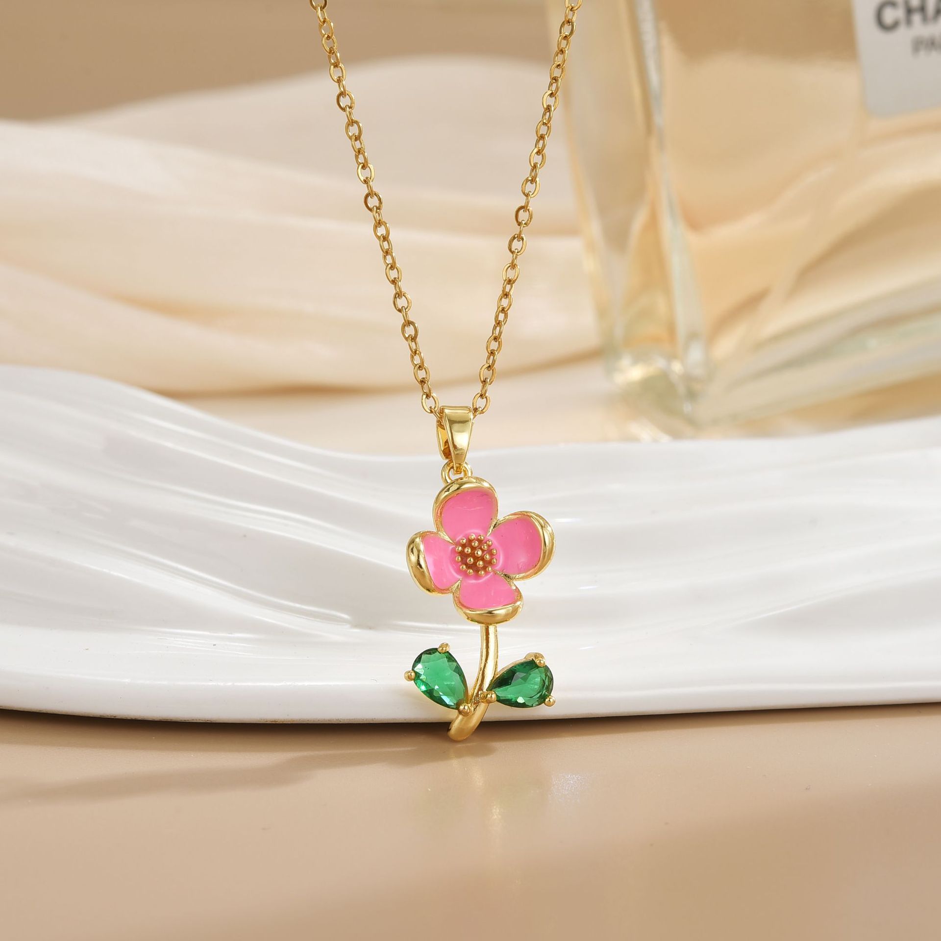 Flower Lady Copper Pendant Necklace Plating Lobster Trigger Clasp Closure display picture 10