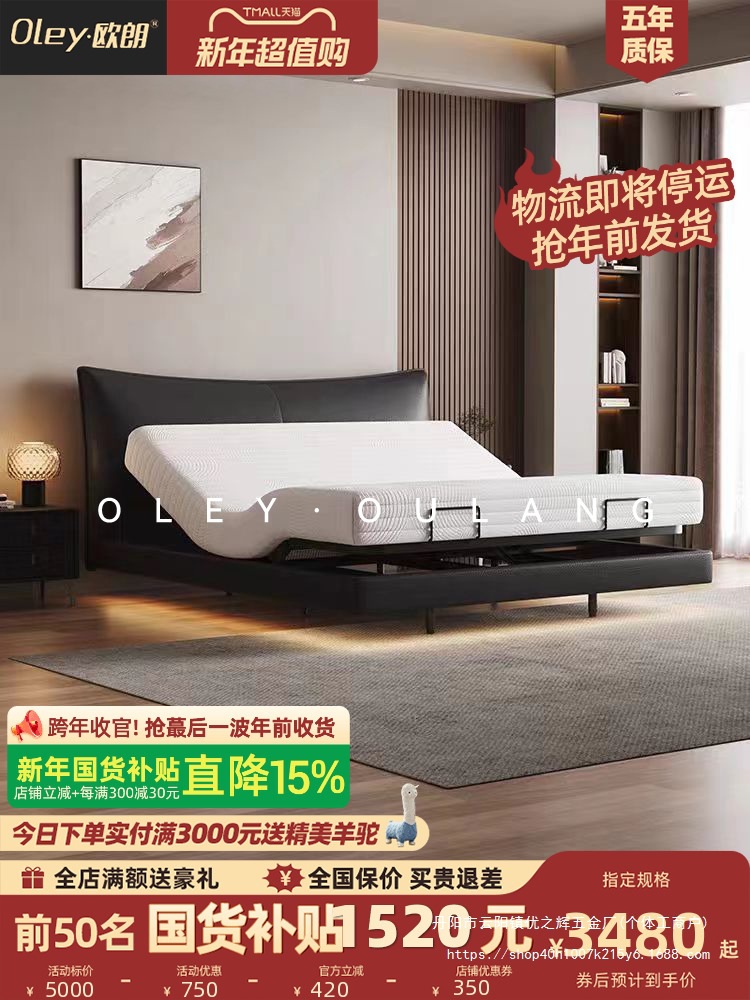 卧室智能电动真皮双人大床科技可调节多功能懒人高端卧室皮艺批发