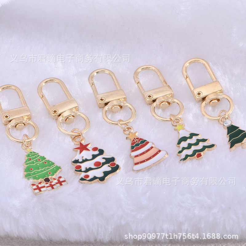 クリスマスキーホルダークロスボーダーかわいい漫画クリスマスツリーシリーズキーホルダー合金オイルドリップ装飾チェーンバッグペンダント|undefined