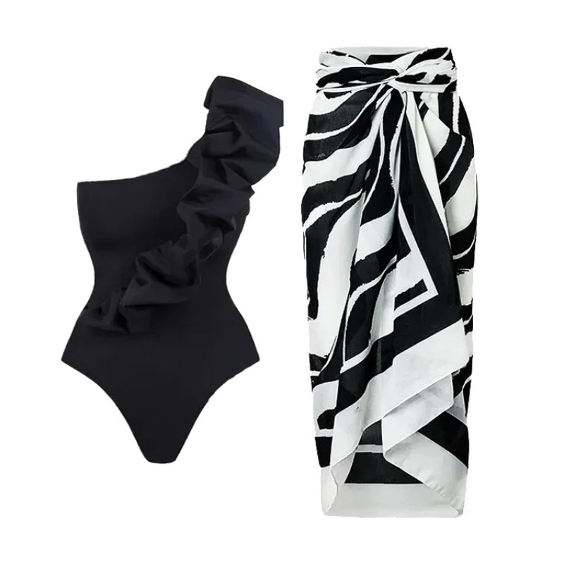 2024 Europa y los Estados Unidos Amazon AliExpress trajes de baño unidos capa de aire decoración de color sólido alta sensación trajes de baño para mujeres