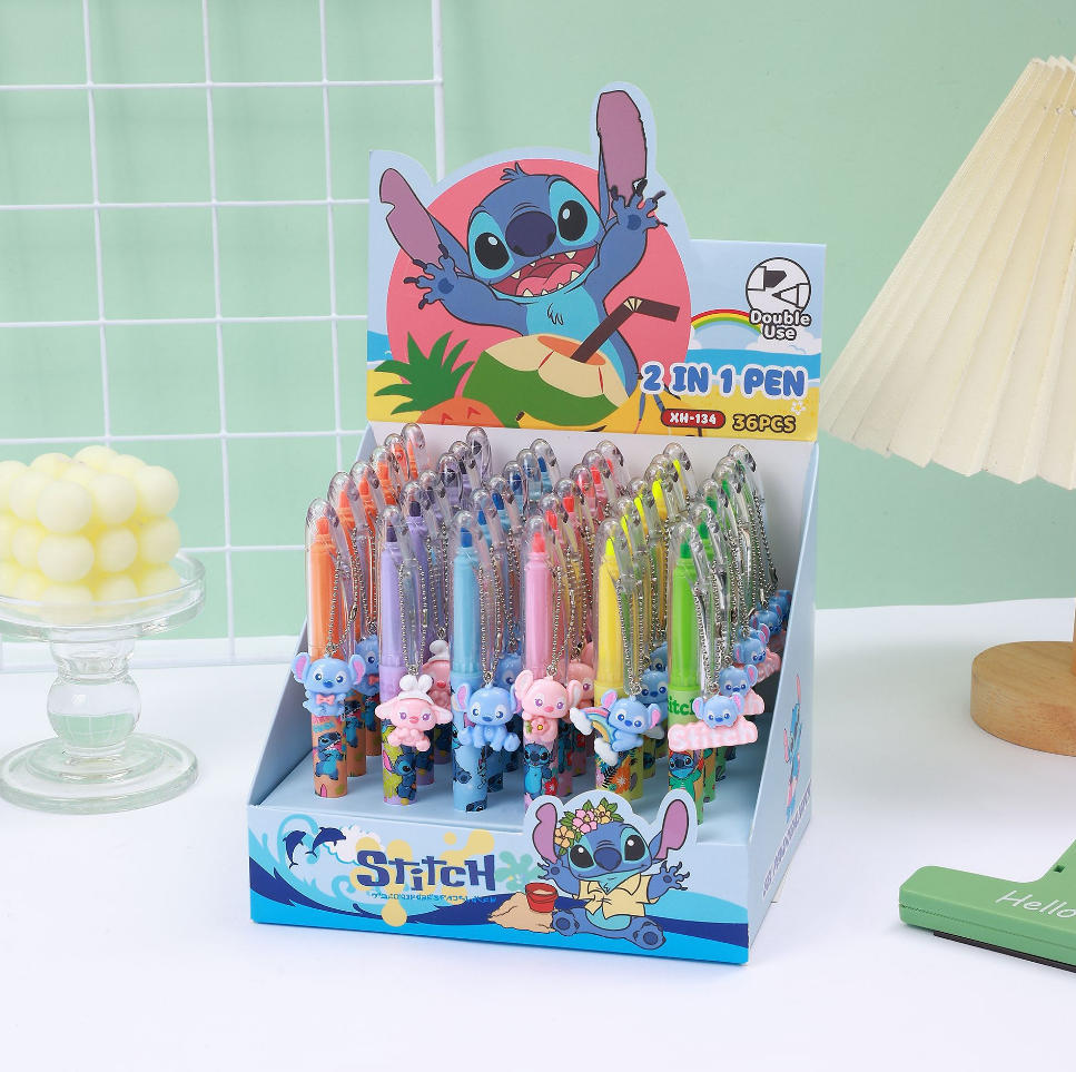 Navidad de doble cabeza bolígrafo neutro resaltador de dibujos animados Santa Claus reno vacaciones pequeños regalos de alto valor colgante bolígrafo de agua