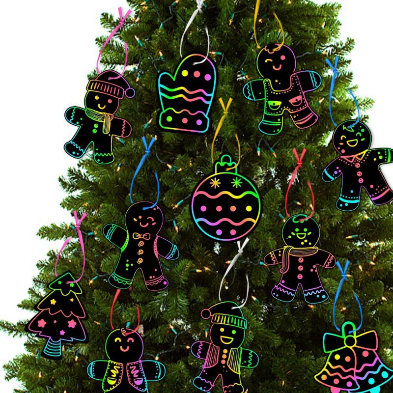 Nuevos productos de Navidad dibujo de raspado tarjetas de raspado DIY artículos de Navidad niños dibujos de raspado fiestas de invierno colgantes