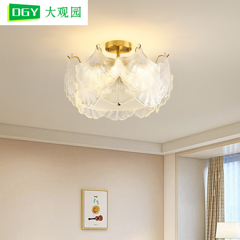 [Seleccionado] Luz francesa de lujo lámpara de dormitorio principal vidrio de estilo crema lámpara de techo de sala de comedor minimalista moderna 413L