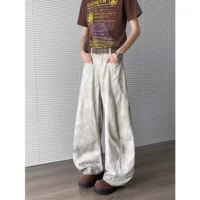 Hong Kong Wind Boy Летние новые 2025 персонализированные буквенные джинсы хип-хоп ins Chao High Street тренд красивые брюки