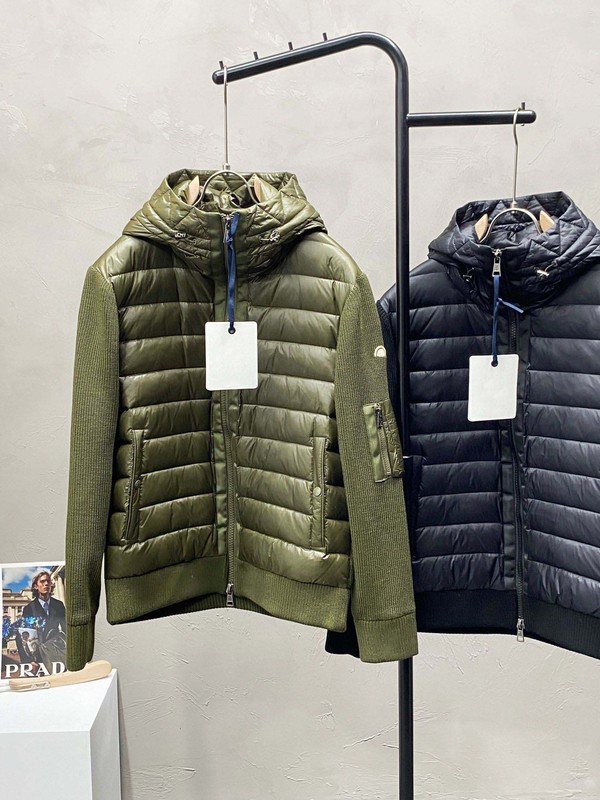 24新品羽绒服 时尚连帽拼接针织袖羽绒外套 蒙m家短款私域货源|undefined