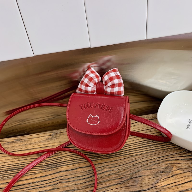 Mochila mini extranjera para niños y niñas, lindos bolsos de arco a cuadros para bebés, bolsos de moda para niños de color sólido