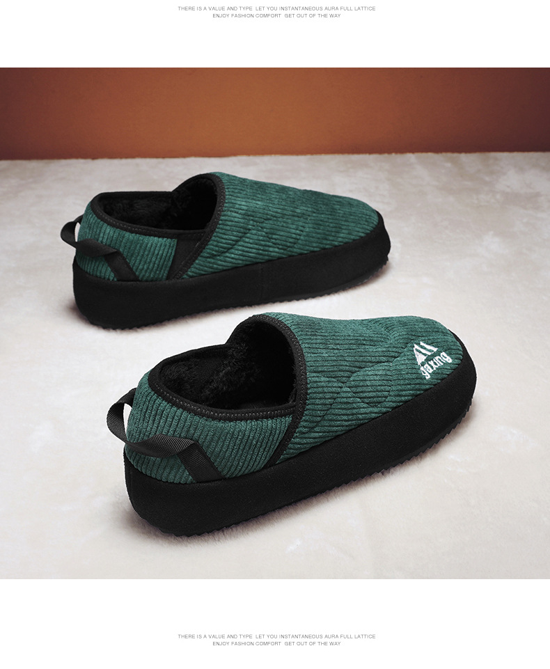 Live streaming style with velvet warm cotton thick sole and low cut sleeves for lazy feet, bean shoes, men's trendy_voghion.com