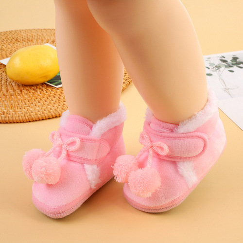 Children's Winter Cotton Shoes for Toddlers, Non-Slip Soft Sole, Fleece Lining, for 1-Year-Olds, Unisex Baby Shoes
