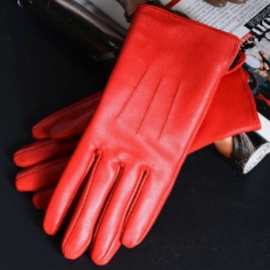 跨境新款保暖加大款女士真皮手套羊皮女防风防寒秋冬皮手套厂