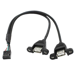 杜邦2.54间距 5P主板9针转USB2.0线 9Pin转双USB2.0转接线带螺丝