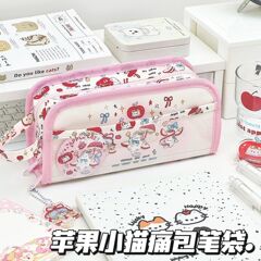 レッドブックアップルキャット痛バッグ鉛筆バッグ高価値人気のインスタイル大容量多層文具学生収納鉛筆バッグ
