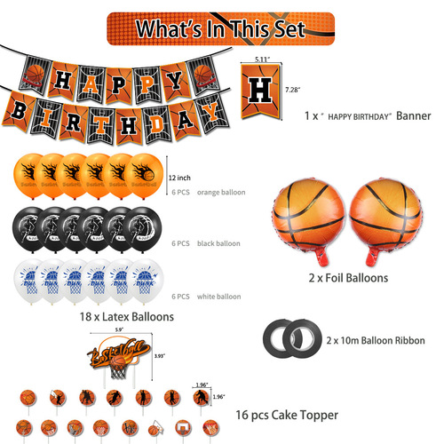 Basketball theme party decoration sports boy birthday flag cake insert balloon set decoration supplies