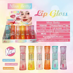 Cross-Border Miss Betty New Waterproof Long-Lasting Nourishing Colorful Lip Gloss 6g Multi-Colorful Options