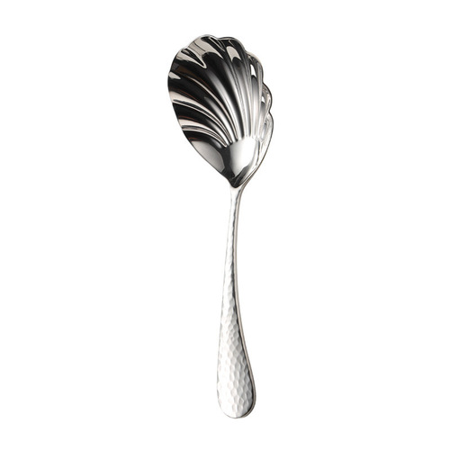 Light luxury 304 stainless steel shell public spoon creative high-value hammered lotus spoon gift tableware meal spoon