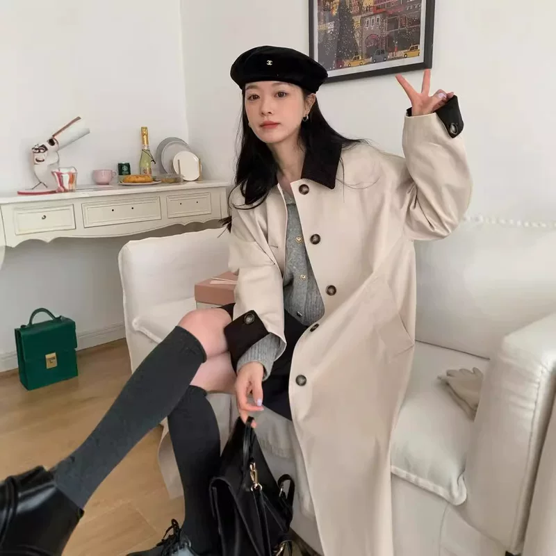 Демисезонный длинный тренчкот, куртка, plus size, средней длины, oversize