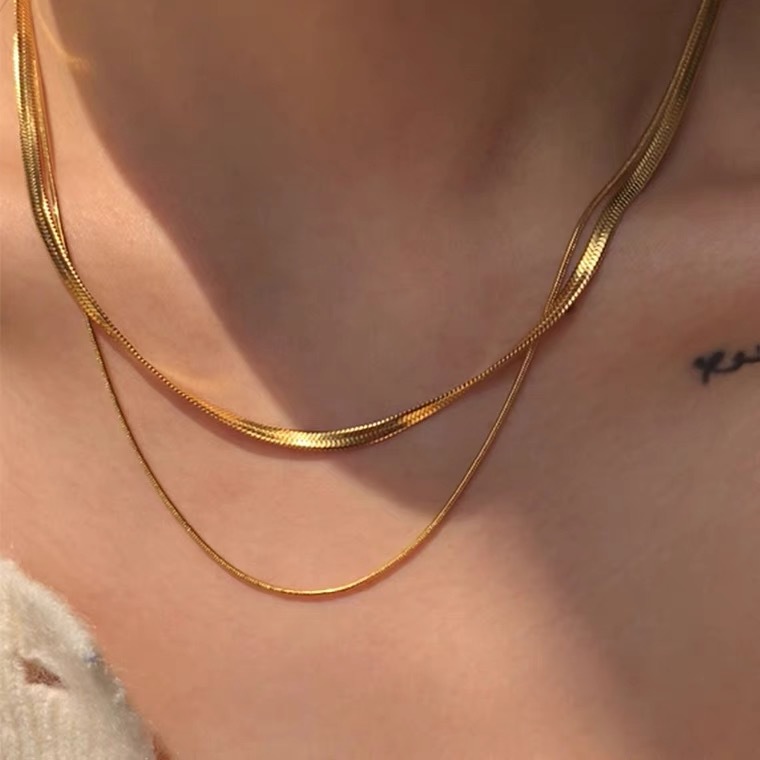 12g Weight Wholesale Jewelry Fashion Geometric 304 Stainless Steel Plating Layered Necklaces