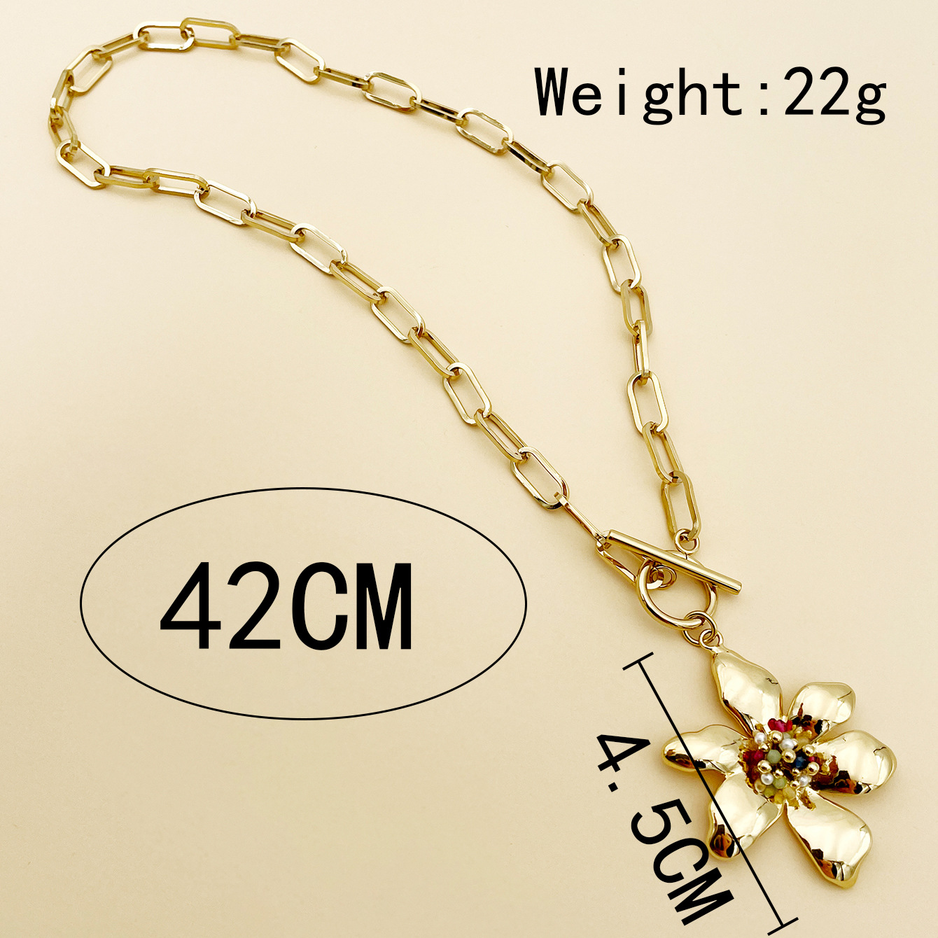 Gold Plated Plating Material 304 Stainless Steel Pendant Material Wholesale Jewelry Fashion Flower 304 Stainless Steel Crystal Beads Gold Plated Plating Stainless Steel Necklaces