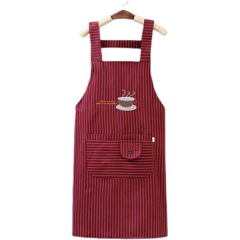 Correa de algodón y lino delantal tela gruesa cocina de mujer estilo coreano a prueba de aceite anti-incrustante a prueba de explosiones anti-vestirse delantal mono Nuevo