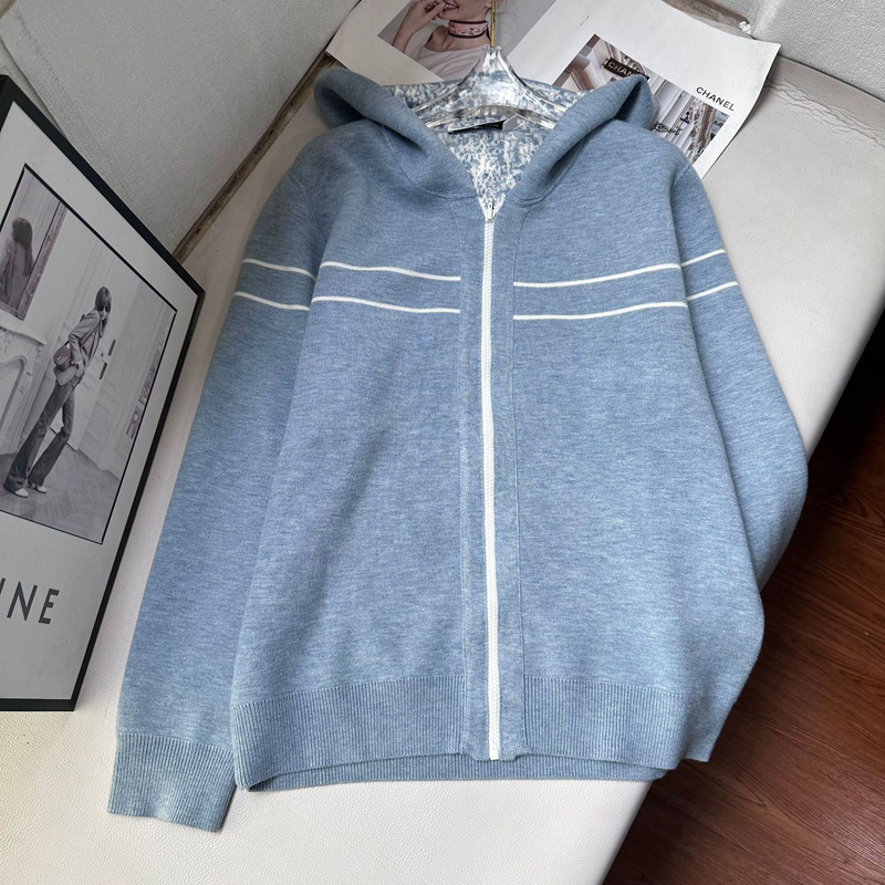 One-Piece Drop Shipping Nanyou Haute Couture D's New Winter Jacquard Knitted Double-Sided Wool Hooded Jacket Cardigan for Women