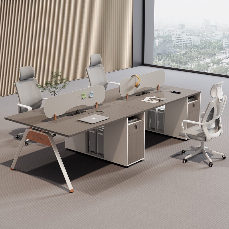 Office Desk and Chair Set, Simple and Modern Staff Desk, High-End Office Furniture, Double Computer Desk