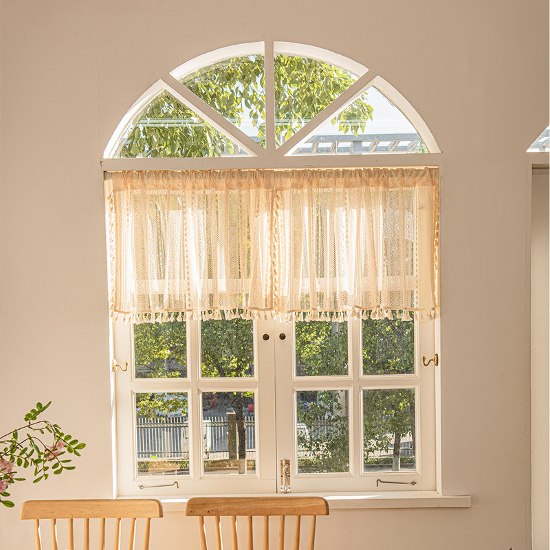 Cross-border Foreign Trade Finished Bohemian Woven Lace Short Curtain Kitchen Curtain Small Curtain Coffee Curtain Finished Curtain
