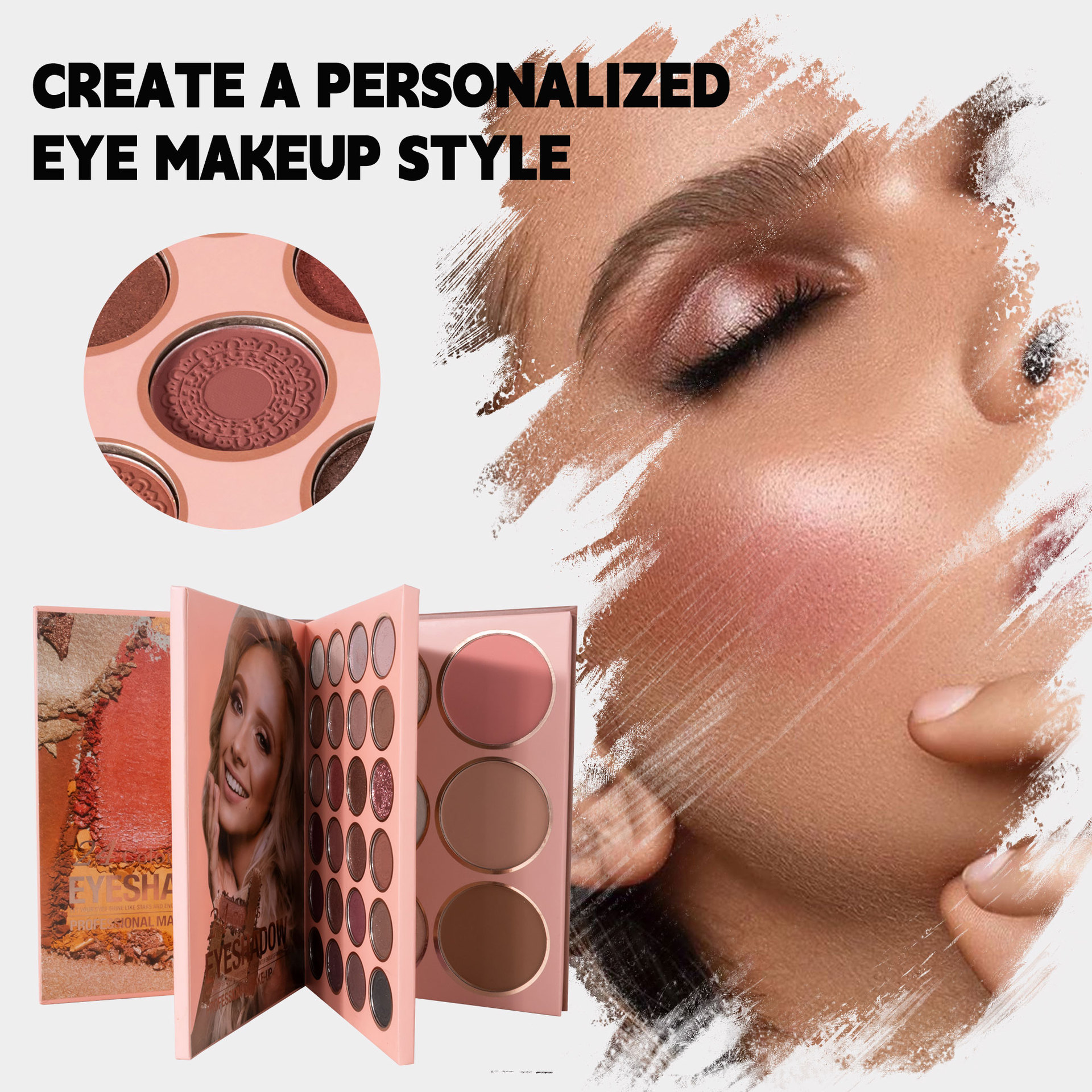 A 54-color cross-border bestseller, 3-page eyeshadow palette, matte pearlescent blush, high-gloss one-piece, easy-to-apply makeup undefined