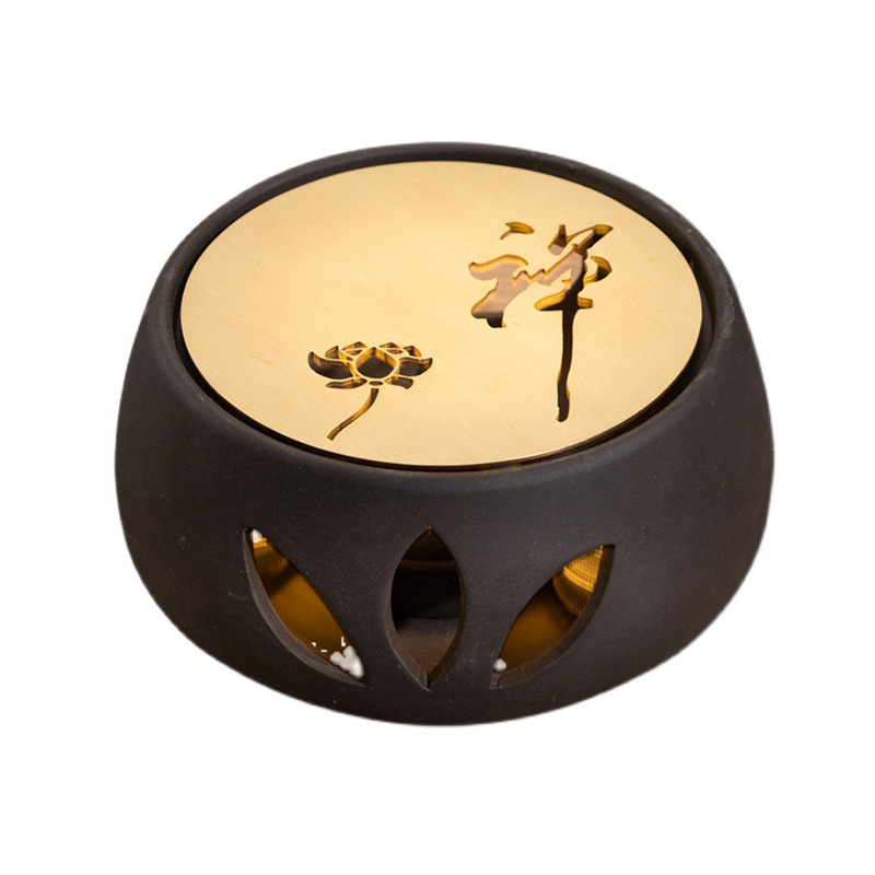 Calentador de té de cerámica calentador de té candelabro hecho a mano vela calefacción base hogar tetera té calentador con titular de la vela