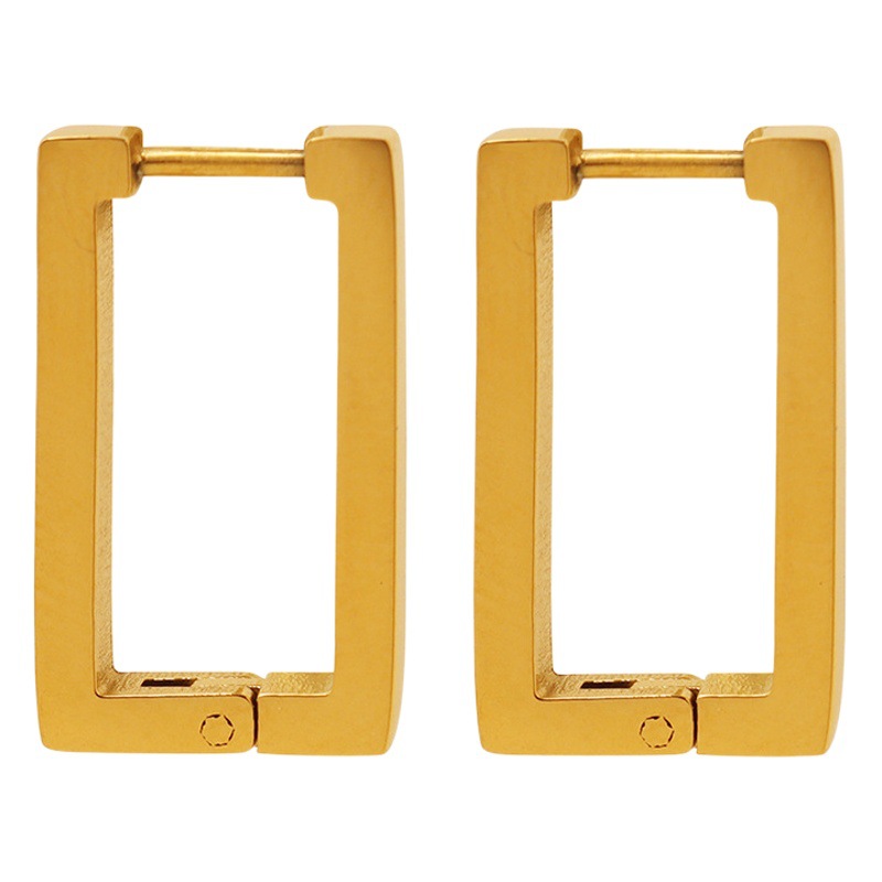 Dongdaemun estilo coreano elegante geométrico marco rectangular pendientes de acero de titanio chapado en oro pendientes versátiles personalizados pendientes simples