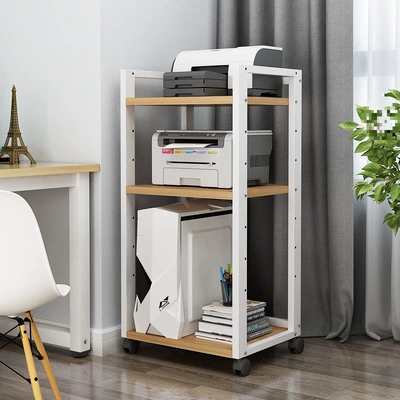 Electric car big tripod – Amplifier Rack Adjustable Audio-Visual - 60-long-type-b-3-layer-white-frame-light-walnut-color