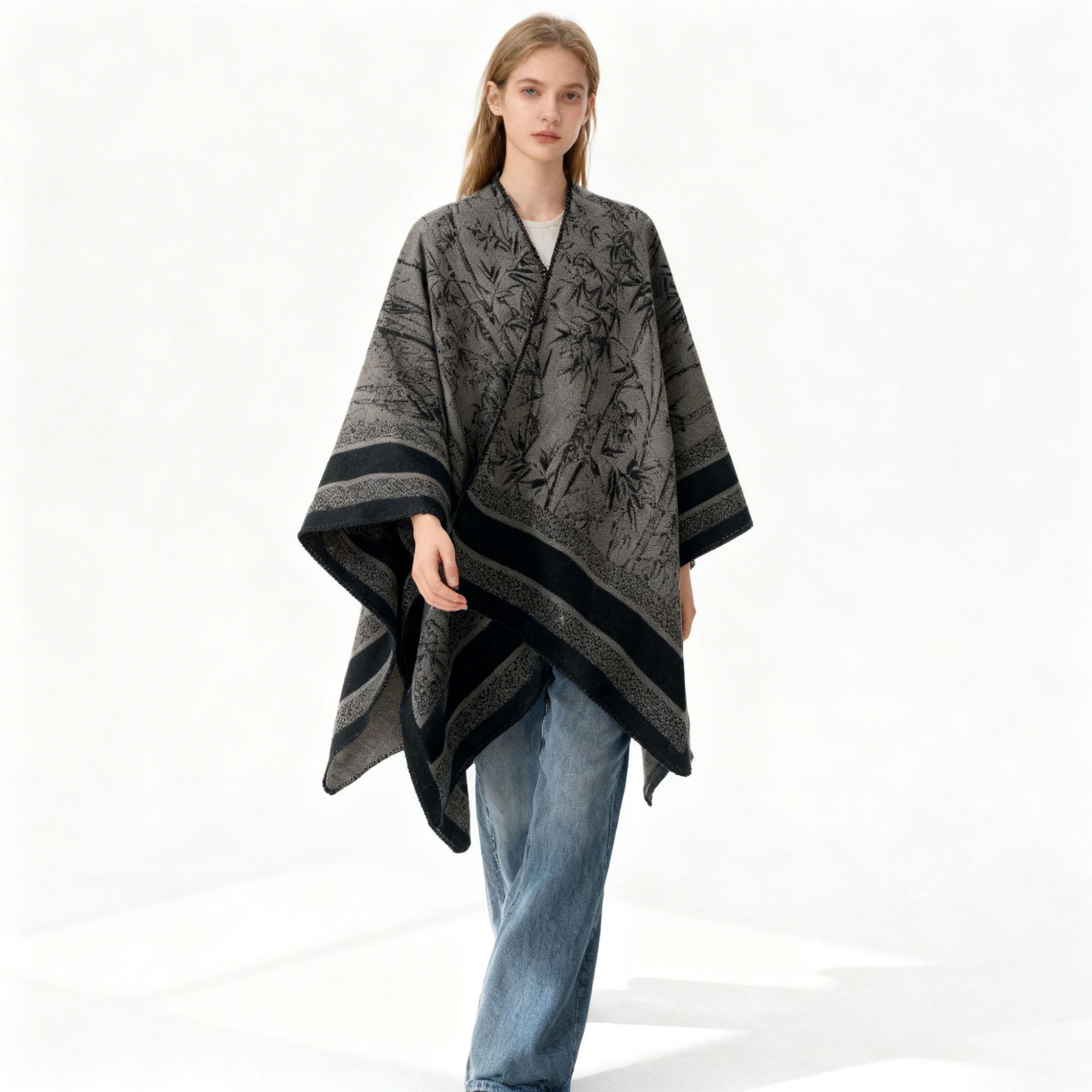 Nuevo estilo de impresión de tinta universal otoño invierno jacquard bufandas de doble cara de moda de cachemira