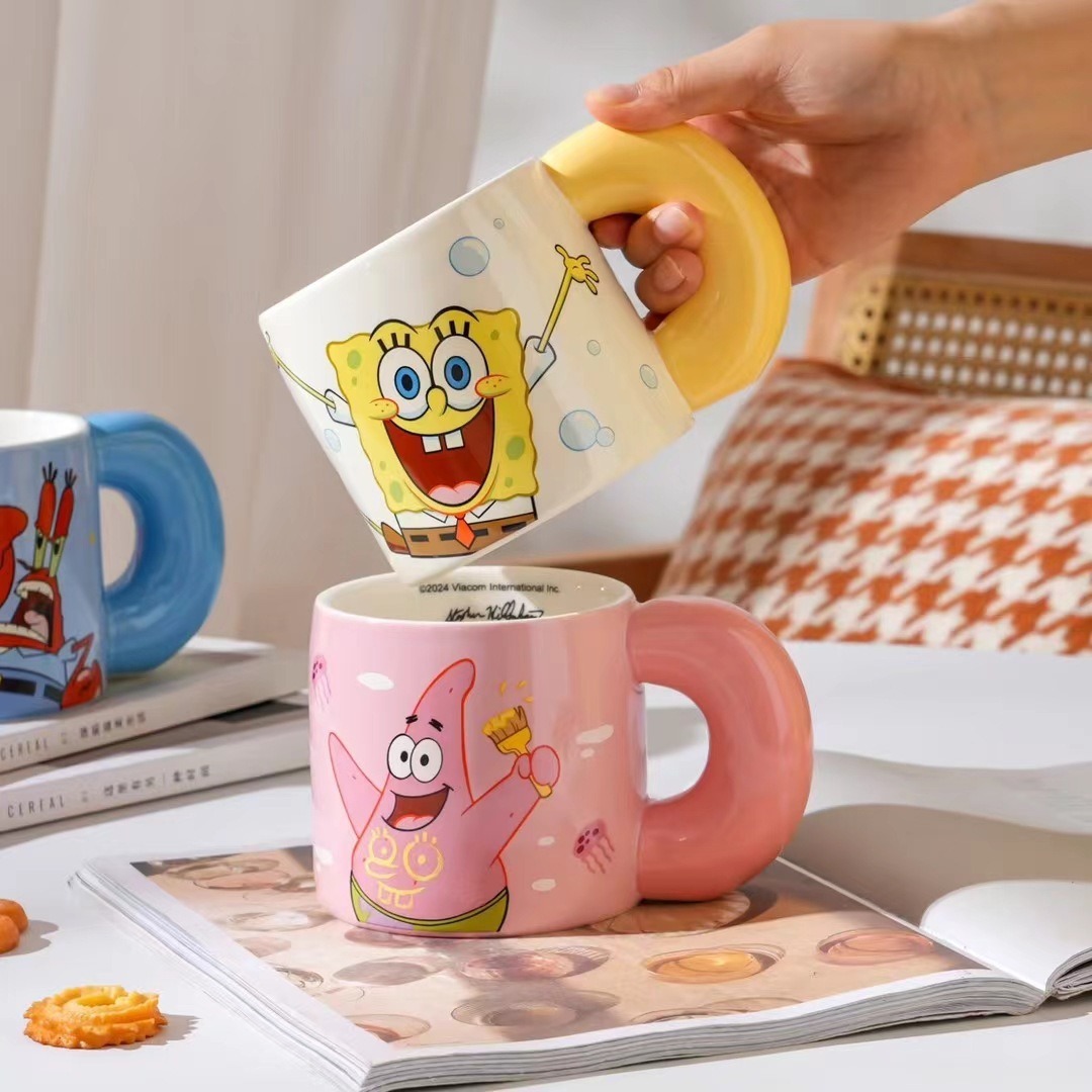 SpongeBob autorizado auténtico taza de cerámica regalo personalidad taza de desayuno de oficina taza de café de alto valor