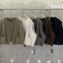 we2025秋季新款女圆领日系马甲坎肩上衣开衫ins外贸速卖通小众