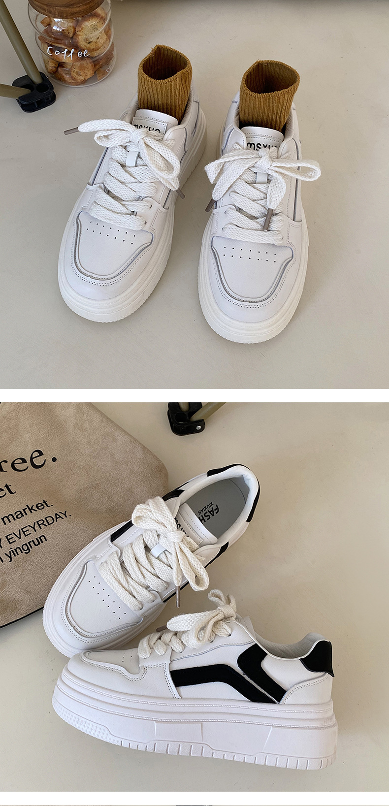 Queen Fan – chaussures de sport à semelles épaisses pour femmes, petites chaussures blanches, Style coréen, Cool Board, pour étudiantes, nouvelle collection automne/hiver 2022_voghion.com