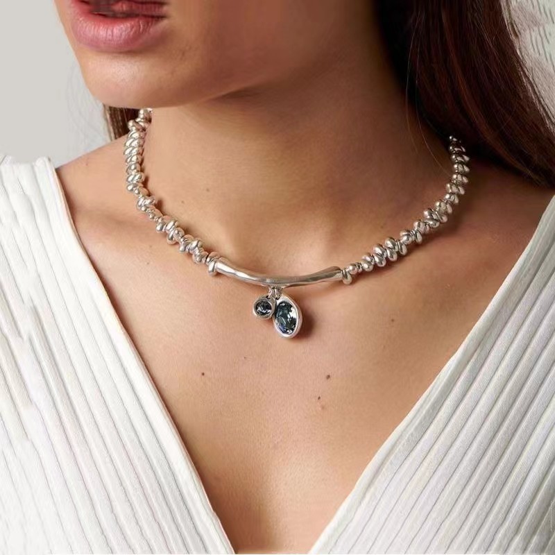 Español UNode50 nicho diseño irregular gota de agua collar de cristal pulsera pendientes regalo entrega de una sola pieza