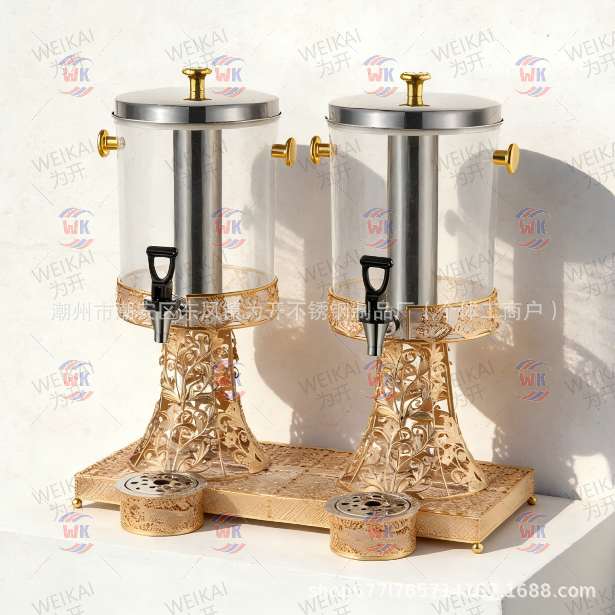 Dispensador de jugo redondo de 8L para suministro transfronterizo, contenedor de bebidas para buffet de hotel comercial, dispensador de café caliente, leche y té de hierro forjado. image 12