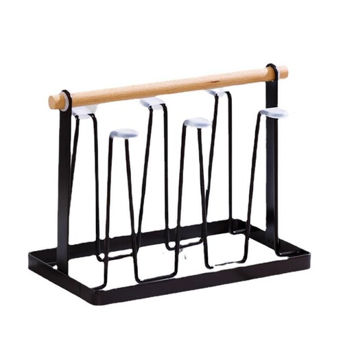 Household cup holder water cup hanger wooden handle drain cup holder desktop cup storage rack tea cup hanger manufacturer wholesale