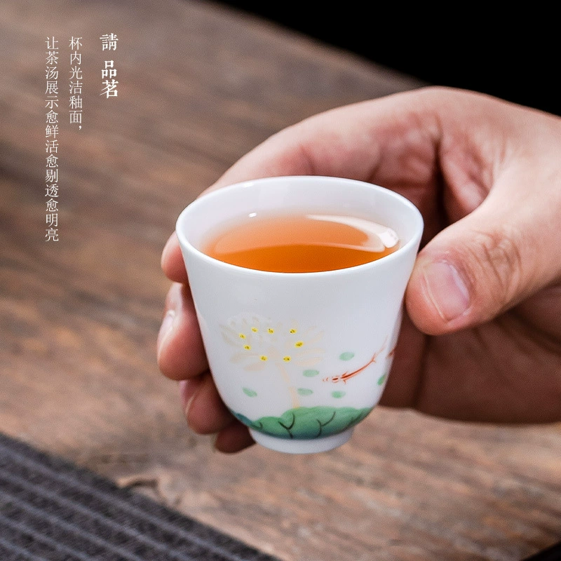 Ceramic tea set, glass cover, tea cup, hand painting, Chinese style, custom-made