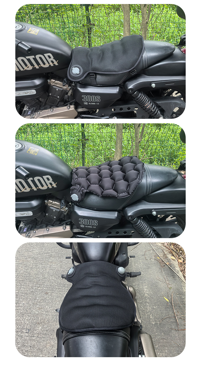 Motorcycle inflatable seat cushion, shock-absorbing and breathable, suitable for long-distance riding in summer, soft and comfortable, universal airbag seat cushion for electric vehicles