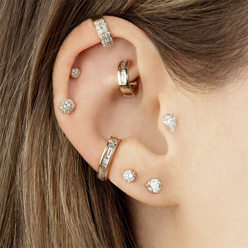 Geometric Semi-circular Ball Ear Bone Studs Piercing Small Earrings display picture 3