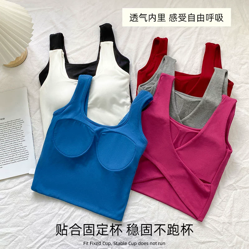 2023 весной и летом новый бюстгальтер-жилет из чистого хлопка без бюстгальтера со стальным кольцом