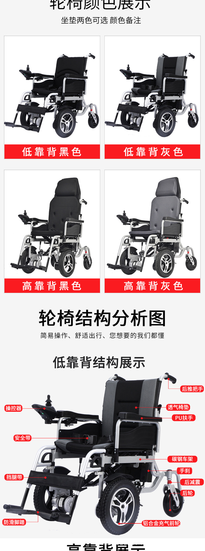 Electric Wheelchair Manufacturers Fully Automatic Intelligent Wheelchair Front-Drive Folding Lightweight Four-Wheel Scarer for the Elderly and Disabled